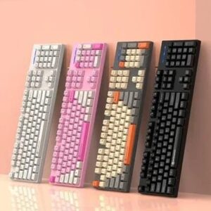 104 Keys Gaming Keyboard with 3 Colors Keycaps