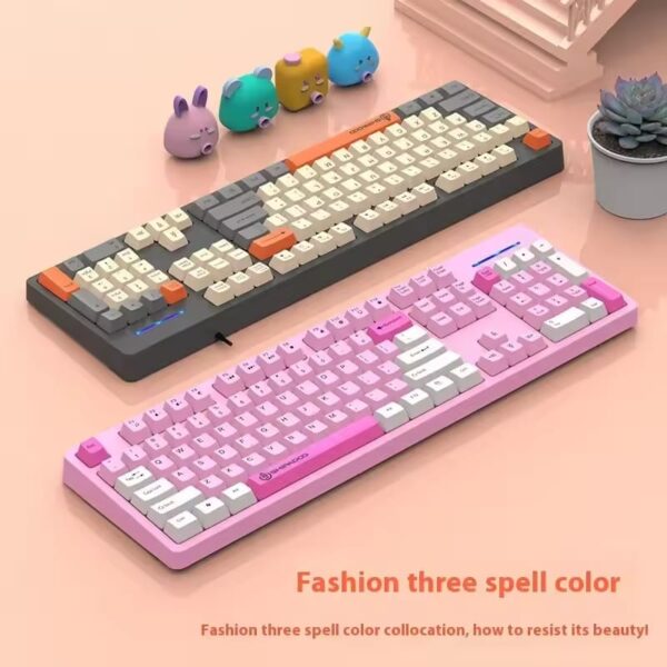 104 Keys Gaming Keyboard with 3 Colors Keycaps - Image 4